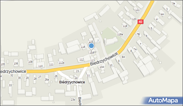 Biedrzychowice, Biedrzychowice, 114, mapa Biedrzychowice