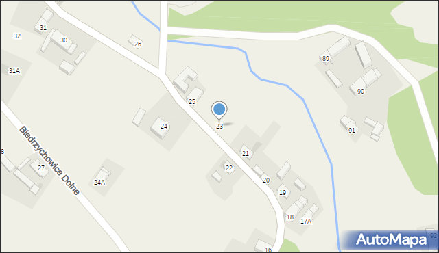 Biedrzychowice Dolne, Biedrzychowice Dolne, 23, mapa Biedrzychowice Dolne