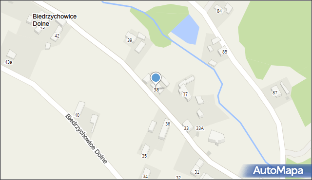 Biedrzychowice Dolne, Biedrzychowice Dolne, 38, mapa Biedrzychowice Dolne