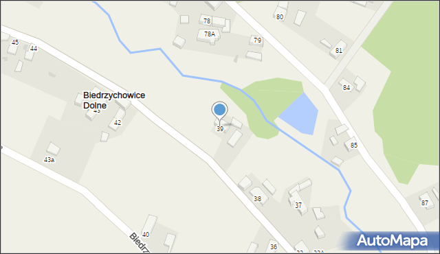 Biedrzychowice Dolne, Biedrzychowice Dolne, 39, mapa Biedrzychowice Dolne