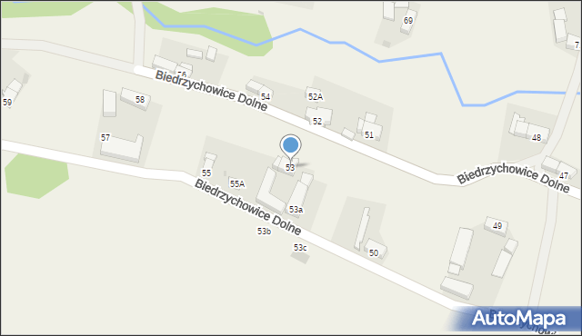 Biedrzychowice Dolne, Biedrzychowice Dolne, 53, mapa Biedrzychowice Dolne