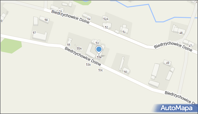 Biedrzychowice Dolne, Biedrzychowice Dolne, 53a, mapa Biedrzychowice Dolne