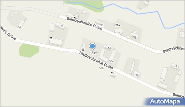 Biedrzychowice Dolne, Biedrzychowice Dolne, 55A, mapa Biedrzychowice Dolne