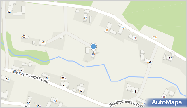 Biedrzychowice Dolne, Biedrzychowice Dolne, 69, mapa Biedrzychowice Dolne