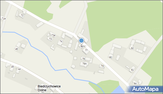 Biedrzychowice Dolne, Biedrzychowice Dolne, 76, mapa Biedrzychowice Dolne