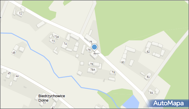 Biedrzychowice Dolne, Biedrzychowice Dolne, 77, mapa Biedrzychowice Dolne