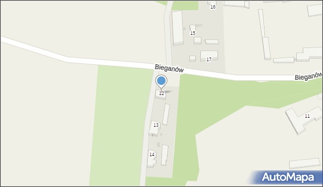 Bieganów, Bieganów, 12, mapa Bieganów