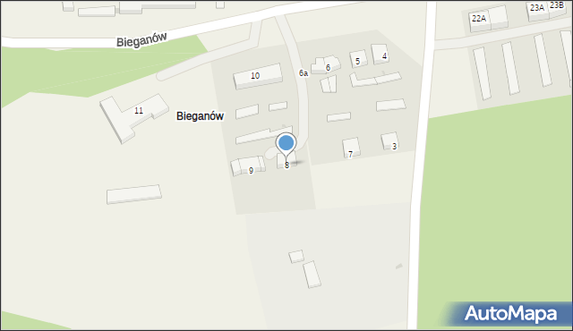 Bieganów, Bieganów, 8, mapa Bieganów