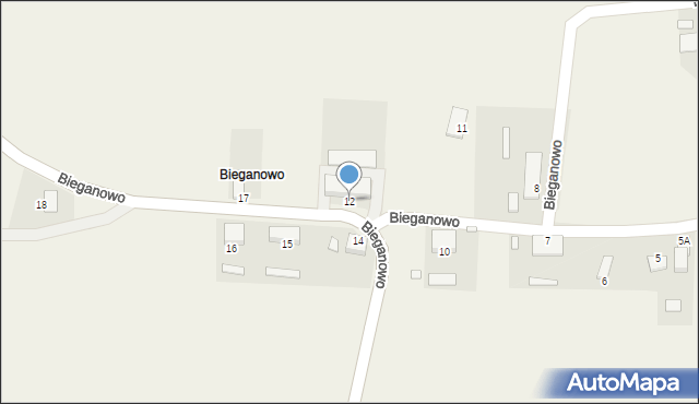 Bieganowo, Bieganowo, 12, mapa Bieganowo