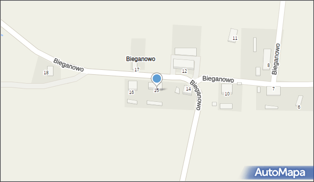 Bieganowo, Bieganowo, 15, mapa Bieganowo