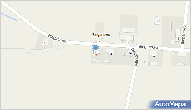 Bieganowo, Bieganowo, 16, mapa Bieganowo