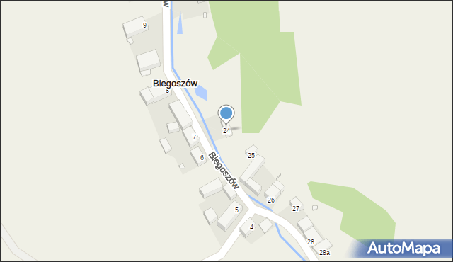 Biegoszów, Biegoszów, 24, mapa Biegoszów