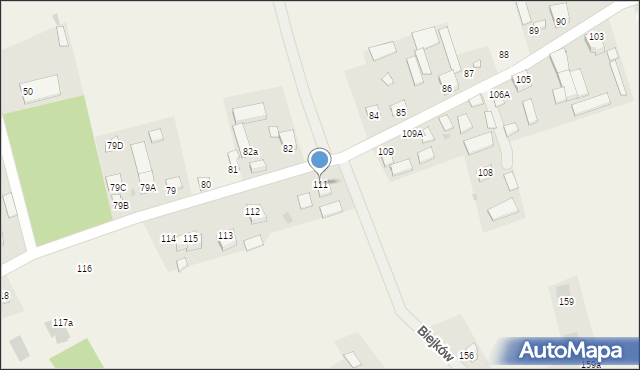 Biejków, Biejków, 111, mapa Biejków
