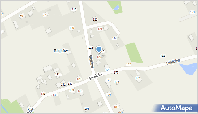 Biejków, Biejków, 127, mapa Biejków