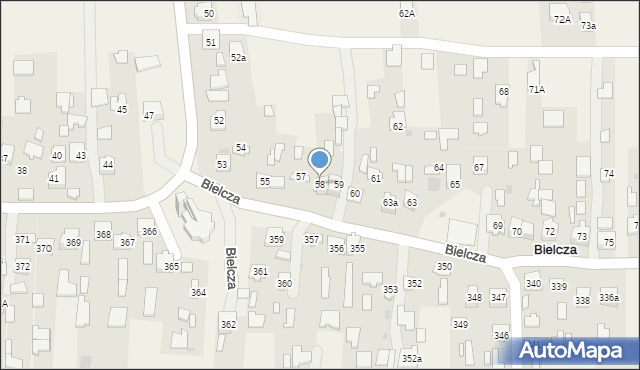 Bielcza, Bielcza, 58, mapa Bielcza