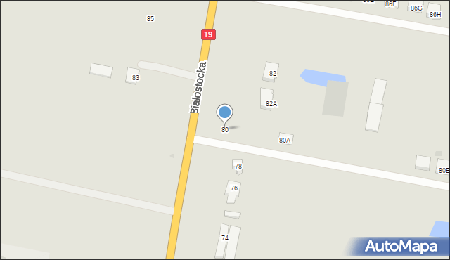 Bielsk Podlaski, Białostocka, 80, mapa Bielsk Podlaski