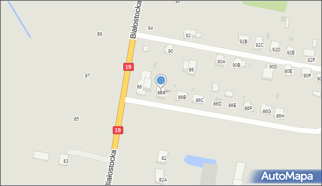 Bielsk Podlaski, Białostocka, 86A, mapa Bielsk Podlaski
