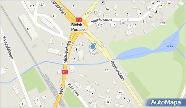 Bielsk Podlaski, Białowieska, 2A, mapa Bielsk Podlaski