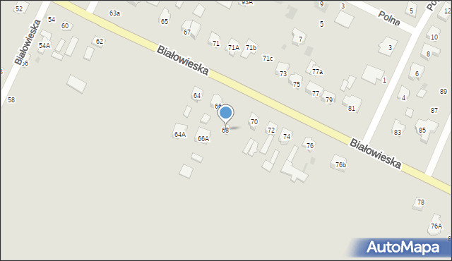 Bielsk Podlaski, Białowieska, 68, mapa Bielsk Podlaski