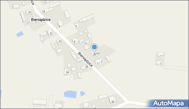 Bieniądzice, Bieniądzice, 2b, mapa Bieniądzice
