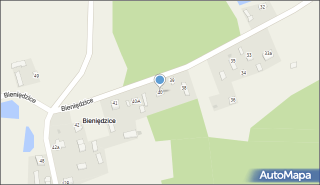 Bieniędzice, Bieniędzice, 40, mapa Bieniędzice