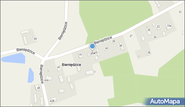 Bieniędzice, Bieniędzice, 40A, mapa Bieniędzice