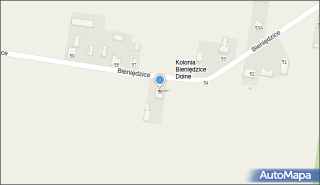 Bieniędzice, Bieniędzice, 56, mapa Bieniędzice