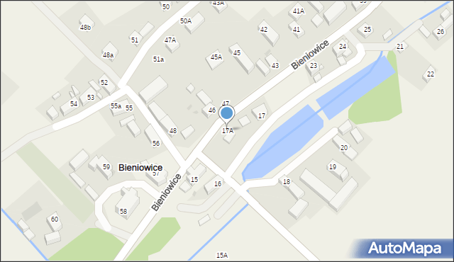 Bieniowice, Bieniowice, 17A, mapa Bieniowice