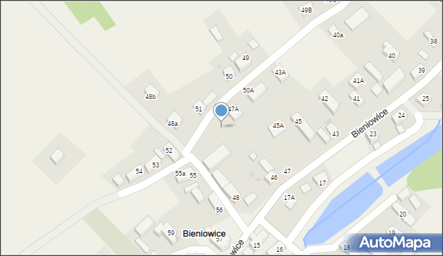 Bieniowice, Bieniowice, 51a, mapa Bieniowice