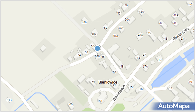 Bieniowice, Bieniowice, 55a, mapa Bieniowice