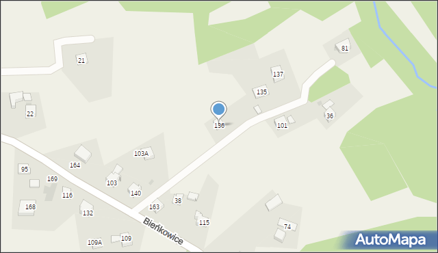 Bieńkowice, Bieńkowice, 136, mapa Bieńkowice