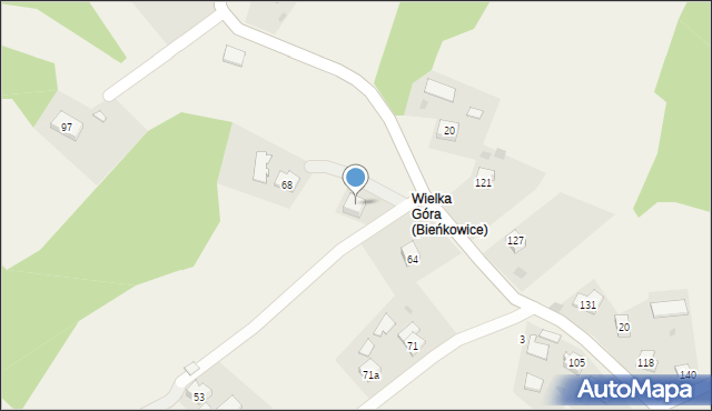 Bieńkowice, Bieńkowice, 68a, mapa Bieńkowice