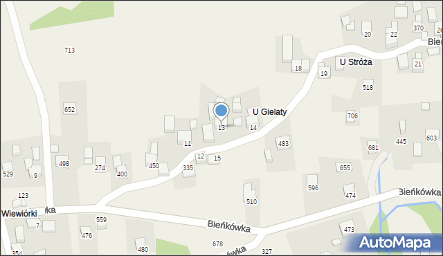 Bieńkówka, Bieńkówka, 13, mapa Bieńkówka