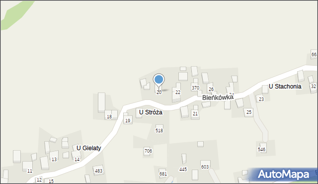 Bieńkówka, Bieńkówka, 20, mapa Bieńkówka