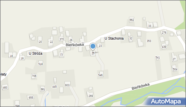 Bieńkówka, Bieńkówka, 25, mapa Bieńkówka