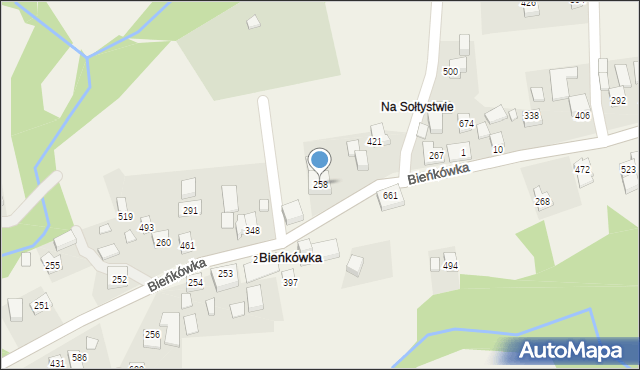 Bieńkówka, Bieńkówka, 258, mapa Bieńkówka