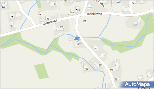 Bieńkówka, Bieńkówka, 283, mapa Bieńkówka