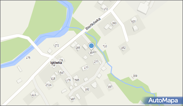 Bieńkówka, Bieńkówka, 307, mapa Bieńkówka