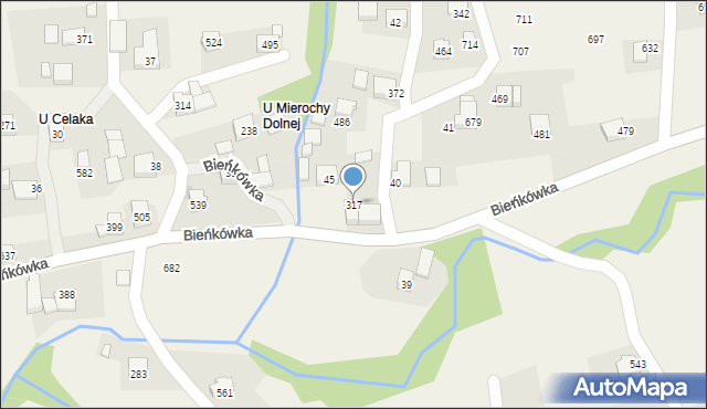 Bieńkówka, Bieńkówka, 317, mapa Bieńkówka