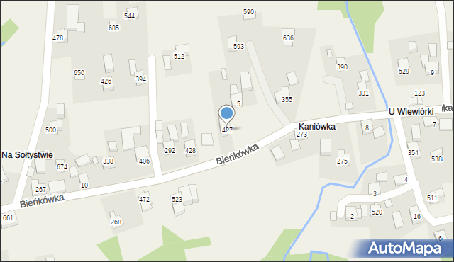 Bieńkówka, Bieńkówka, 427, mapa Bieńkówka