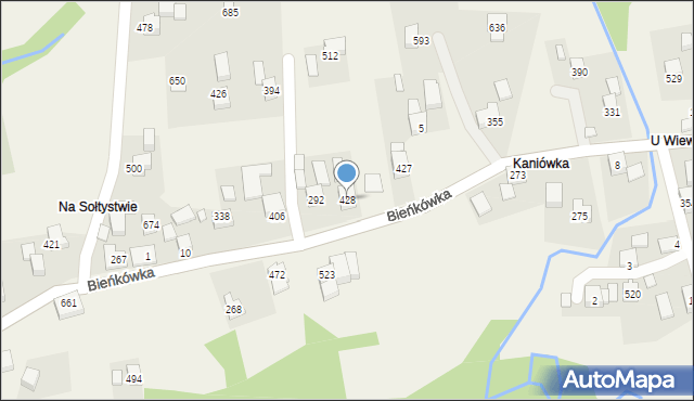 Bieńkówka, Bieńkówka, 428, mapa Bieńkówka