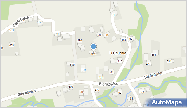 Bieńkówka, Bieńkówka, 619, mapa Bieńkówka
