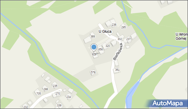 Bieńkówka, Bieńkówka, 629, mapa Bieńkówka