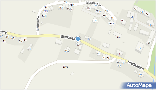 Bierkowice, Bierkowice, 63, mapa Bierkowice