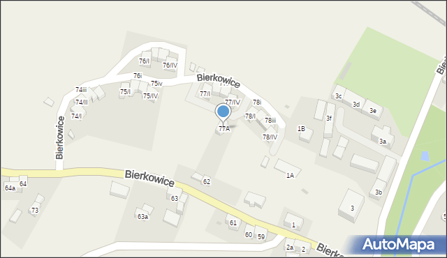 Bierkowice, Bierkowice, 77A, mapa Bierkowice