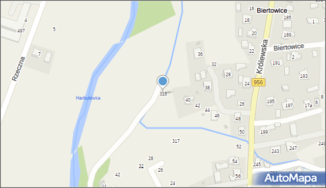 Biertowice, Biertowice, 316, mapa Biertowice