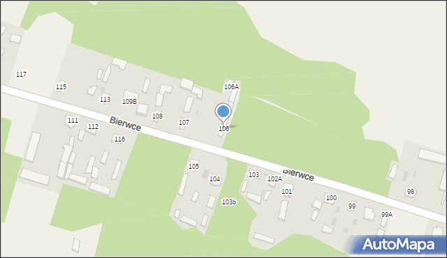 Bierwce, Bierwce, 106, mapa Bierwce