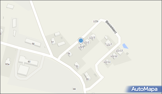 Biesiekierz, Biesiekierz, 121/1, mapa Biesiekierz
