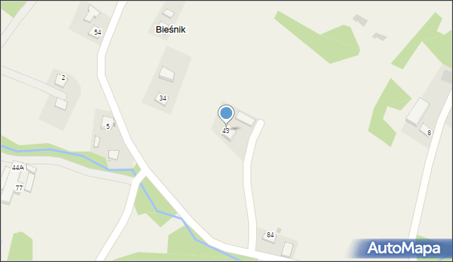 Bieśnik, Bieśnik, 43, mapa Bieśnik