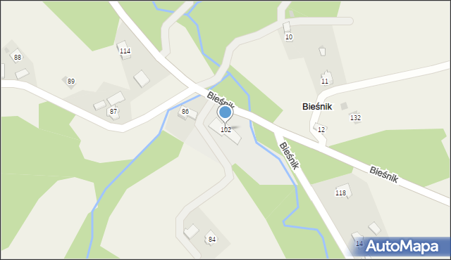 Bieśnik, Bieśnik, 102, mapa Bieśnik